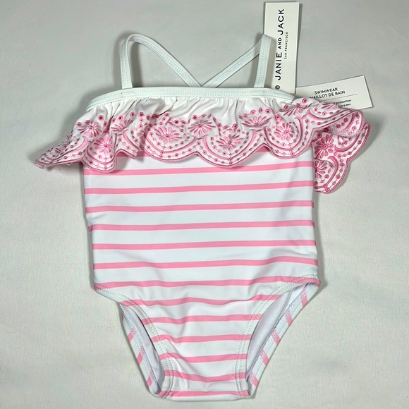 Janie and Jack Swim Nwt Janie And Jack Baby Girl Pink Striped One